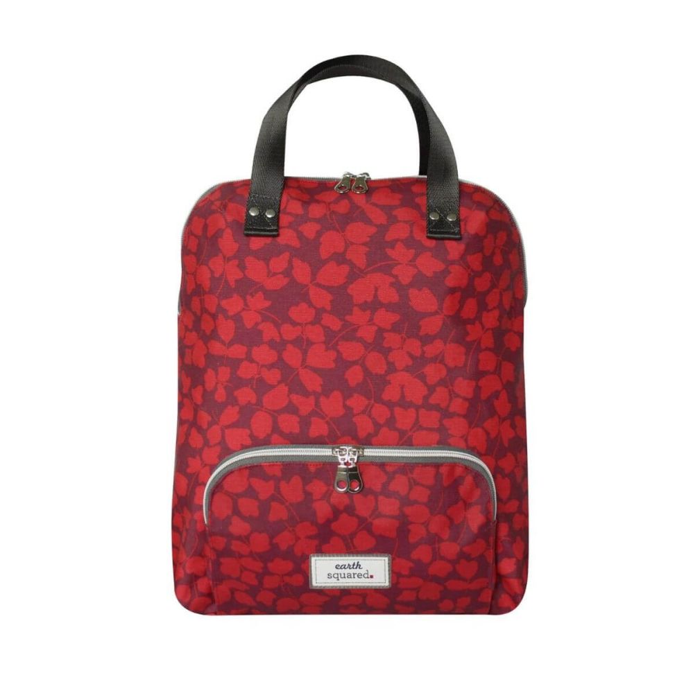Red Flower Oil Cloth Backpack