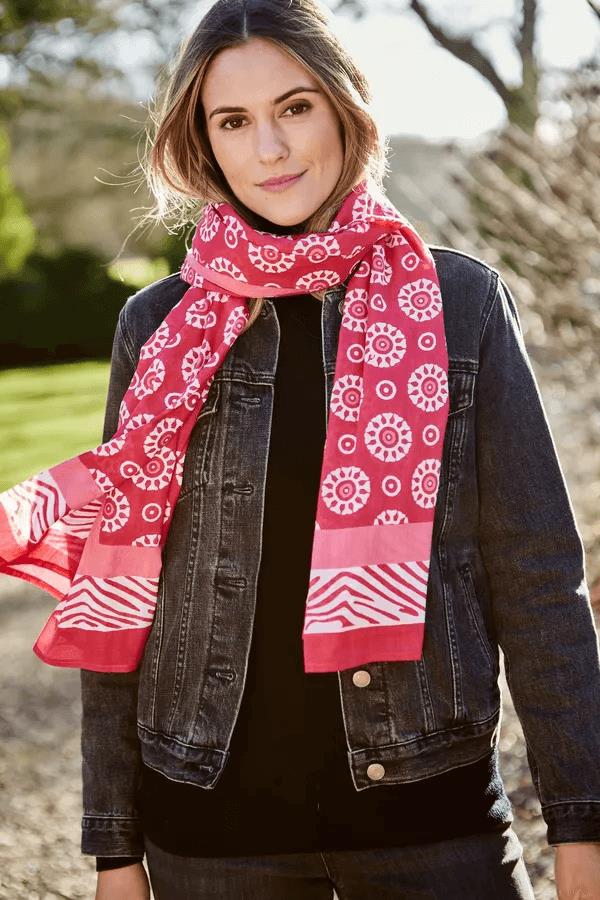 Hand Printed Cotton Sarong Coggs Pink