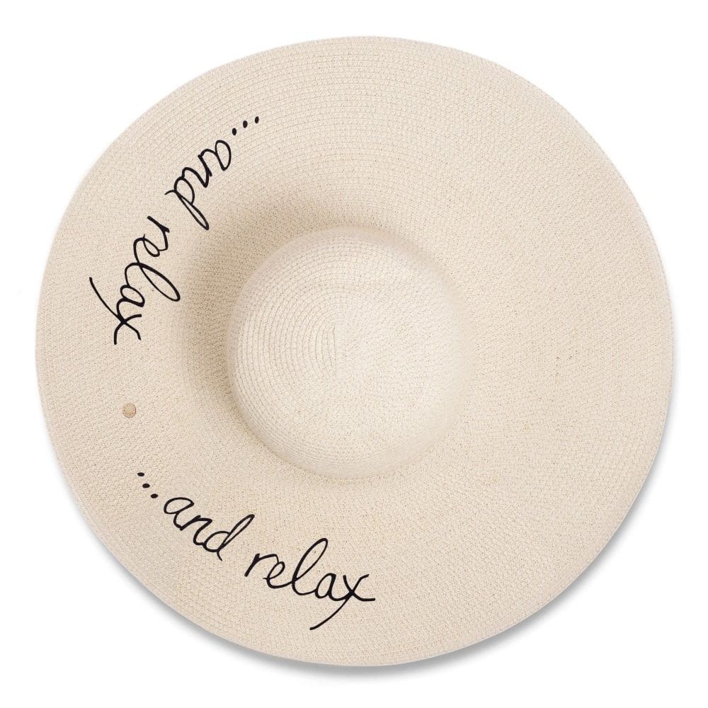 Straw Hat - ... And Relax  - Black Writing - 14cm X 49cm