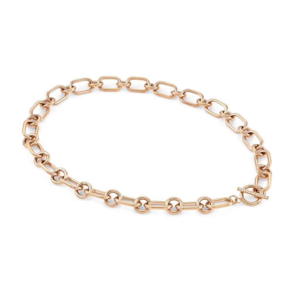 Drusilla Rose Gold CZ T-Bar Necklace