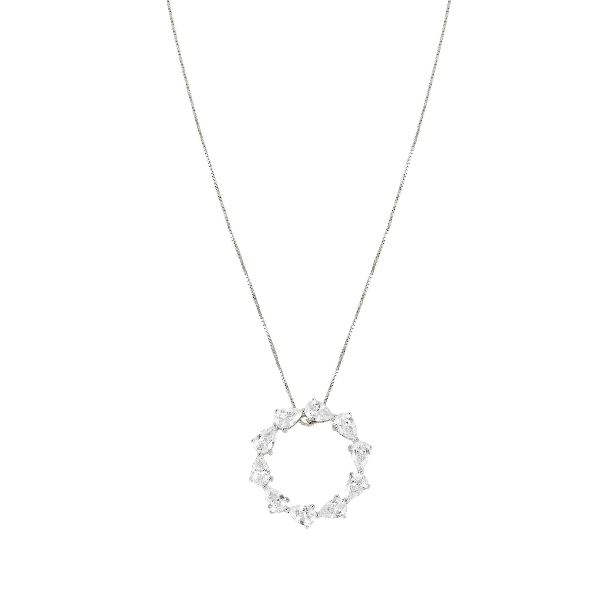 Colour Wave Necklace In Silver & White CZ