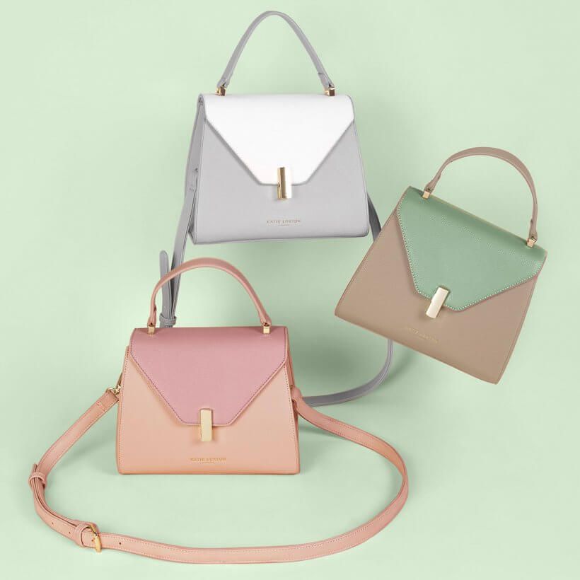 Casey Top Handle Bag | Grey And White