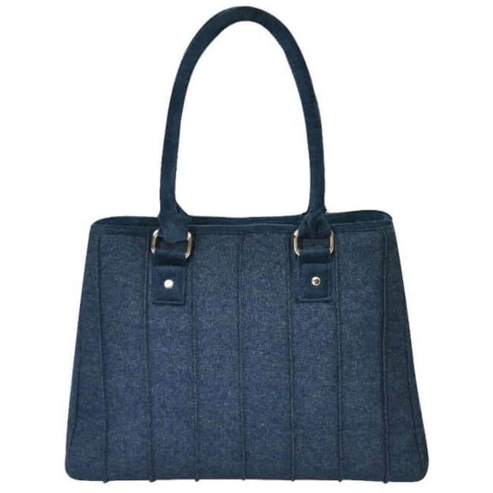 Navy Plain Wool Catherine Bag