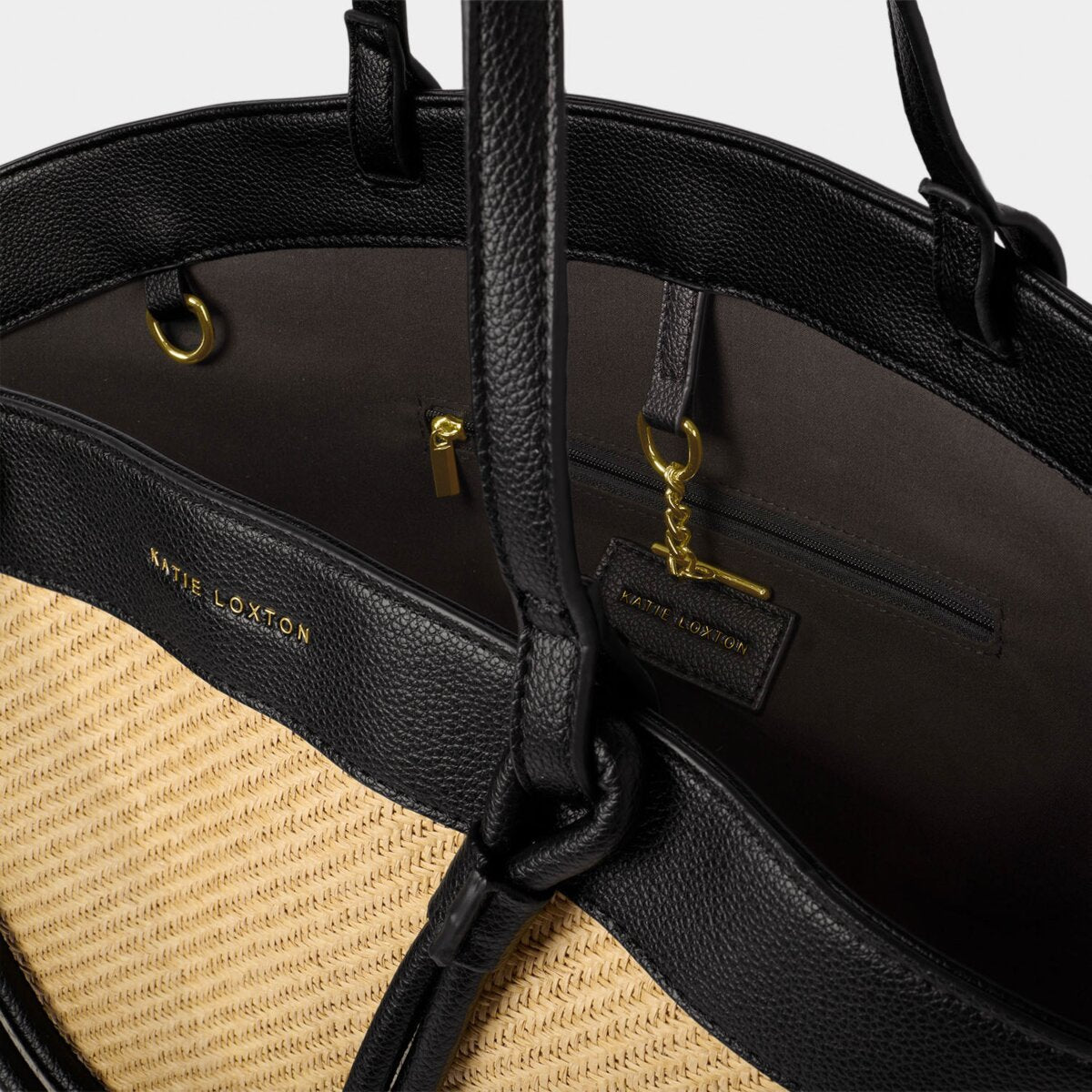 Riviera Raffia Tote Bag In Black