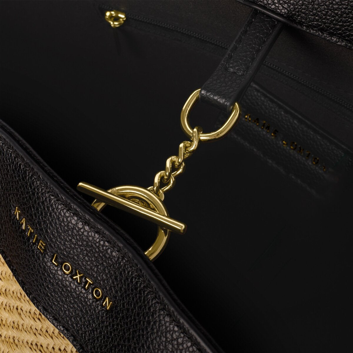 Riviera Raffia Tote Bag In Black