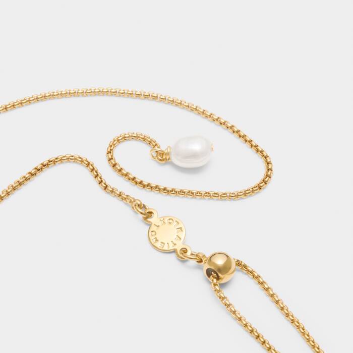 Pearl Lustre Waterproof Gold Lariat Necklace