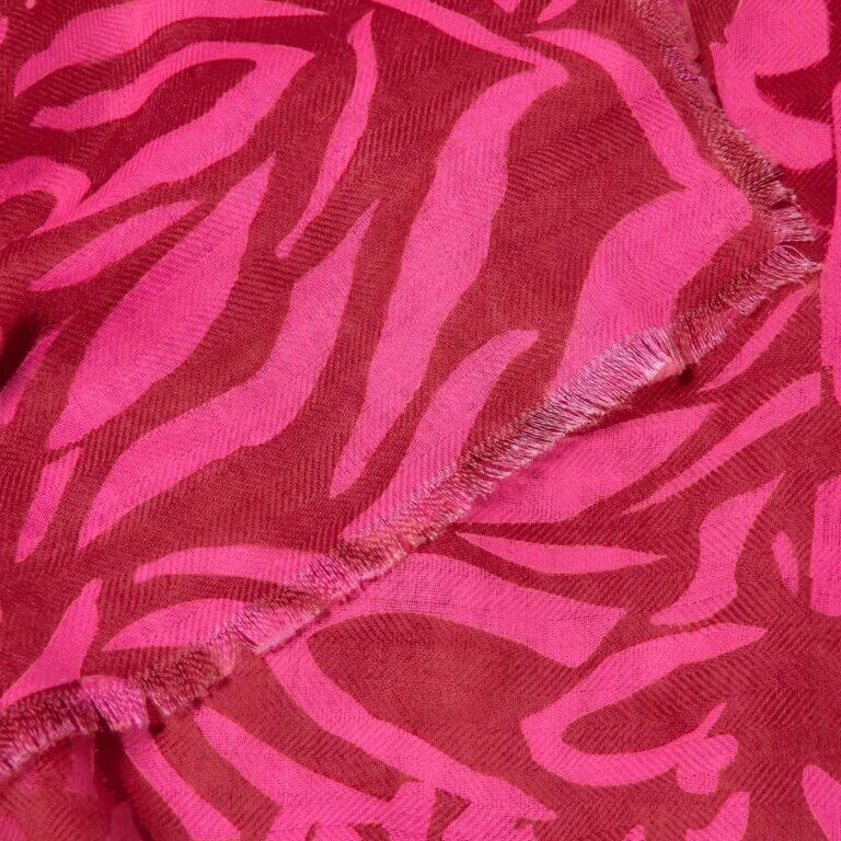 Animal Printed Scarf In Red & Fuchsia