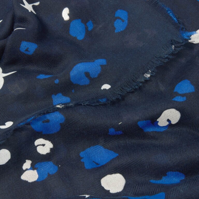 Confetti Star Printed Foil Scarf In Navy & White