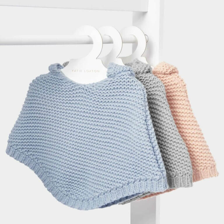 Baby Knitted Poncho | Blue | 25cm X 32cm X 2cm