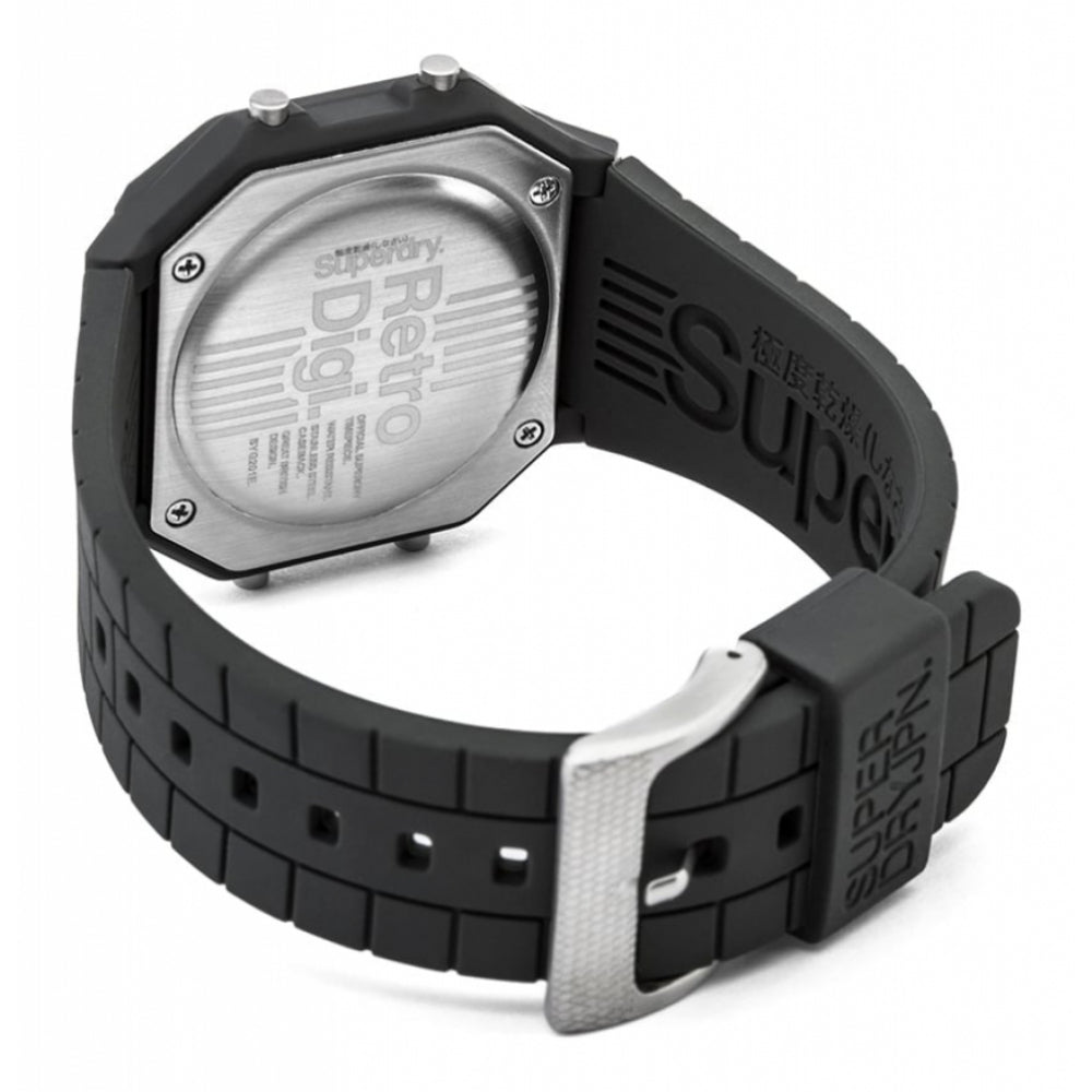 Retro Digi Dark Grey Silicone Strap Watch With Digital Display Dial