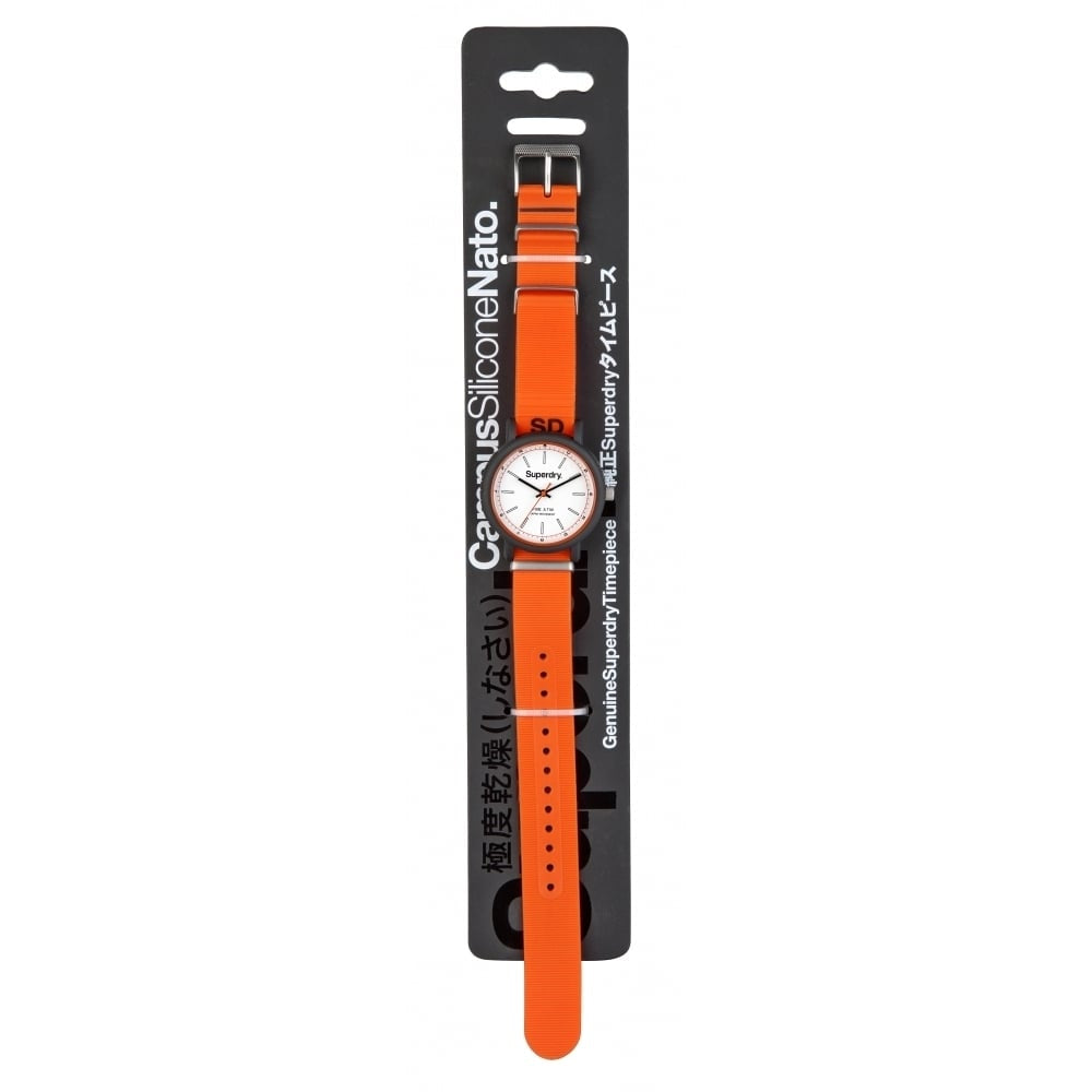 Campus Nato' Orange Silicone Strap Watch With White Dial