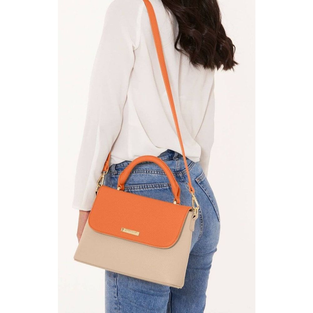 Talia Two Tone Messenger Bag | Burnt Orange And Tan | 19.5 X 24.5 X 8cm
