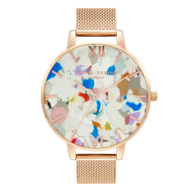 Pop Art Big Dial, Red Eco Vegan & Rose Gold Mesh Watch Strap Gift Set