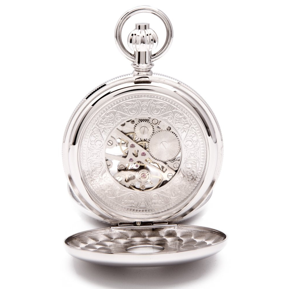 Whitehall - Chrome Mechanical Double Half Hunter Pocket Watch