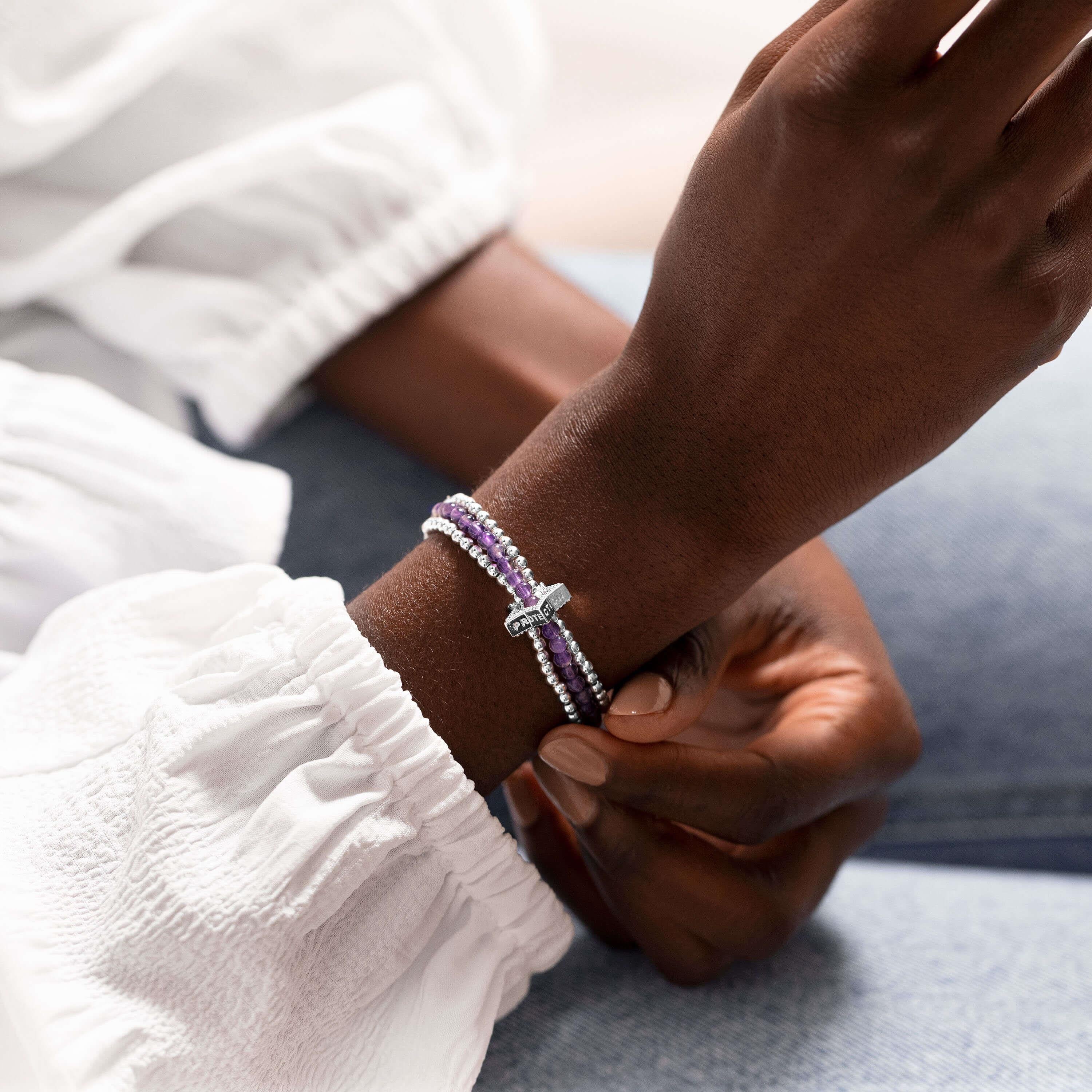 Wellness Stones | Silver | Amethyst Bracelet | 17.5cm Stretch