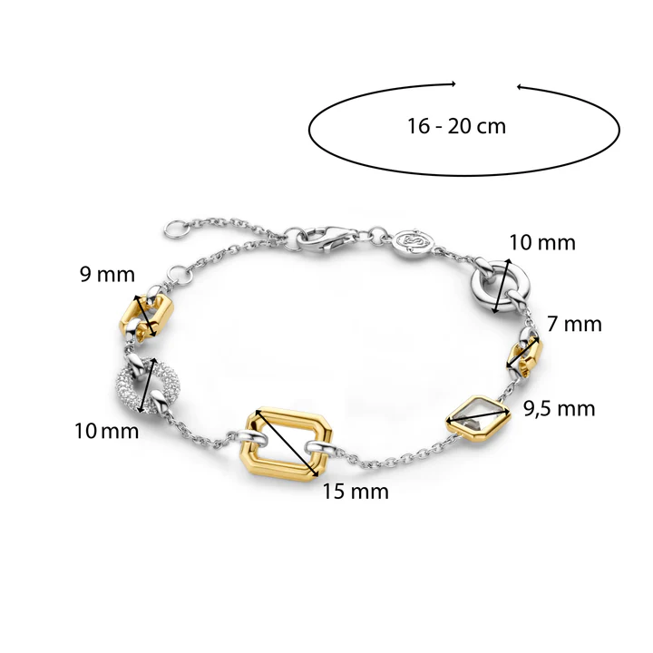 Silver & Gold Plated CZ Stones Gilded Bracelet