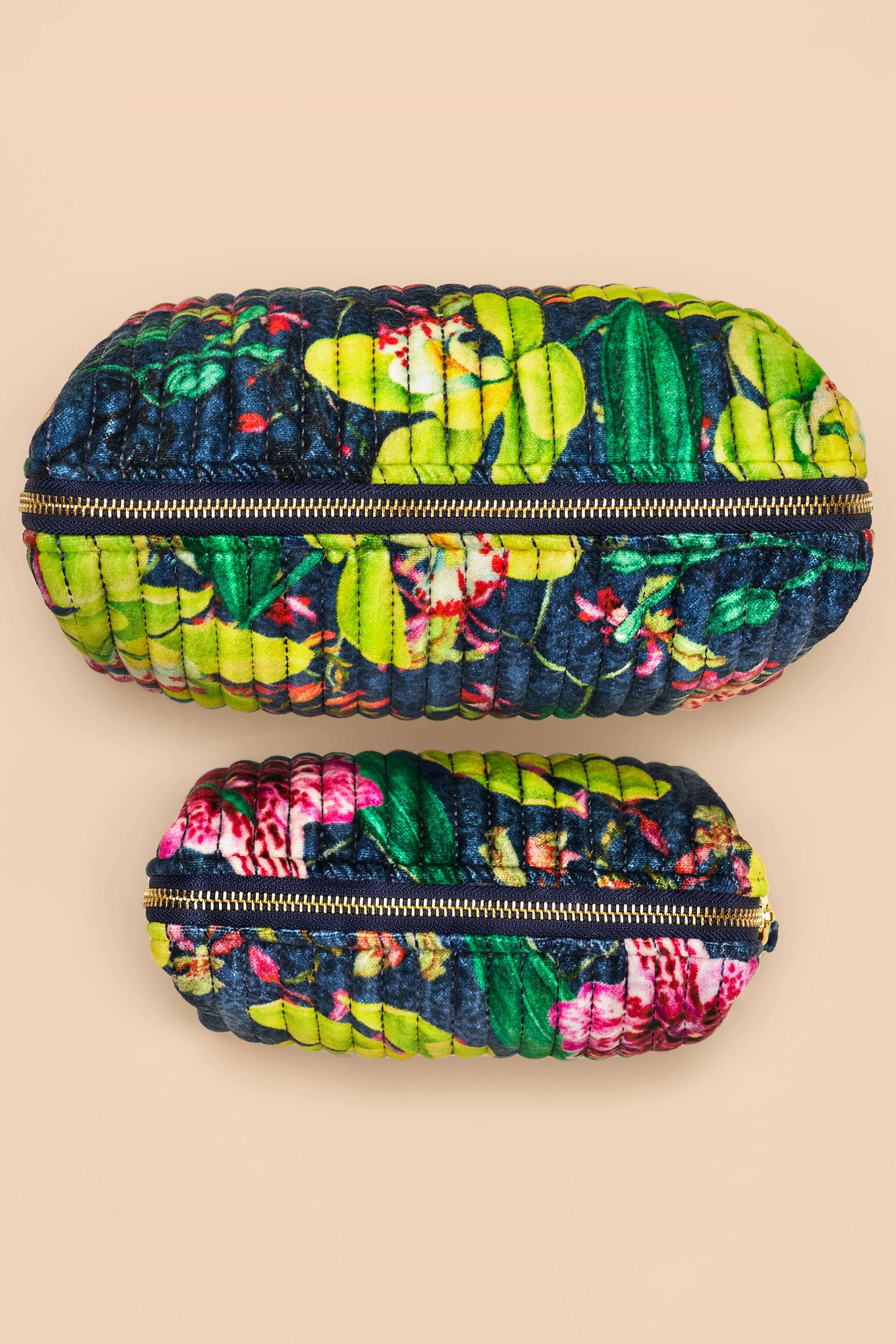 Large Quilted Washbag - Exotic Evening, Ink