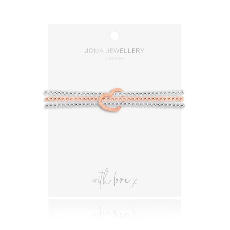 Lila | Rose Gold Heart | Silver And Rose Gold | Bracelet | 17.5cm Stretch