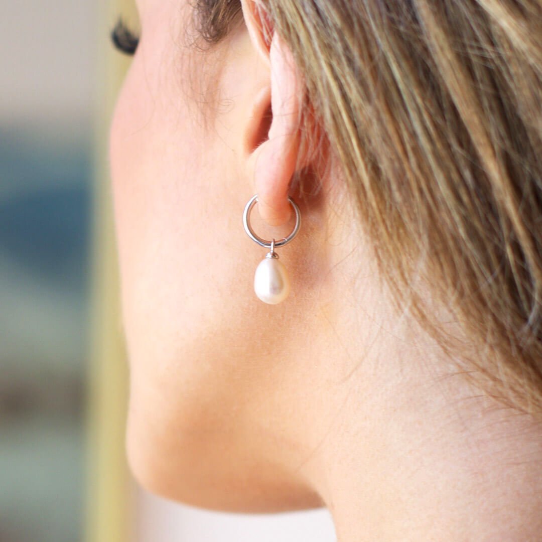 Revival Pearl Oval Pearl Hoop Earrings