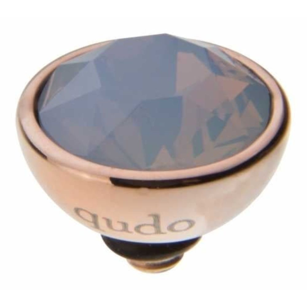Famosa Rose Gold 10mm Bottone Ring Top Air blue opal