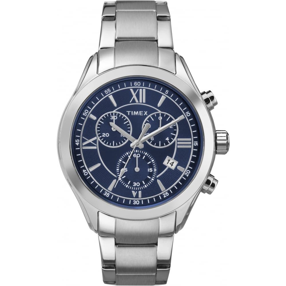City Miami Mens Silver-Tone Blue Dial Chrono