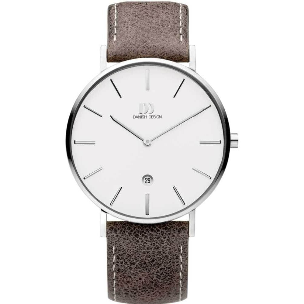 Gents Stainless Steel Brown Leather Watch