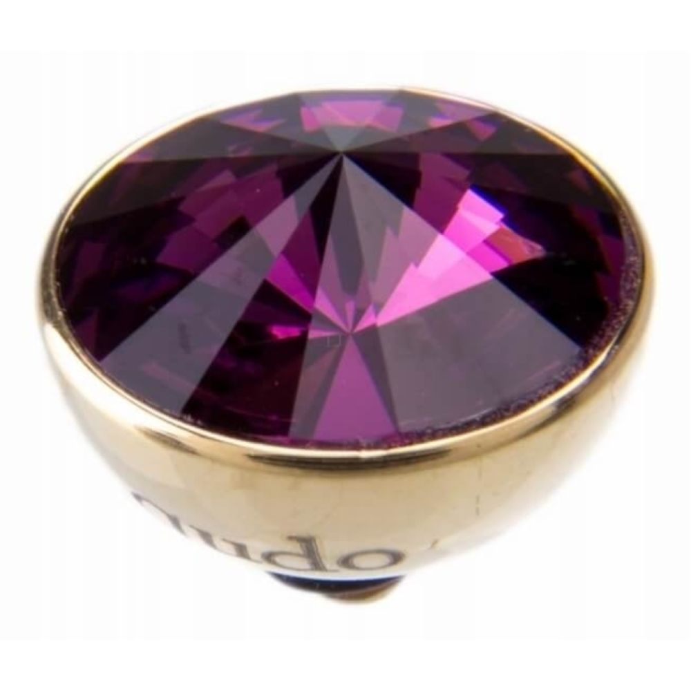 Famosa Gold 11.5mm Bottone Ring Top Amethyst