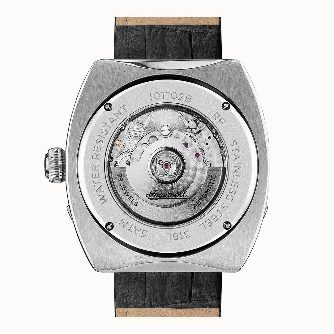 The Michigan Automatic Two Tone Day/Date Black Leather Watch