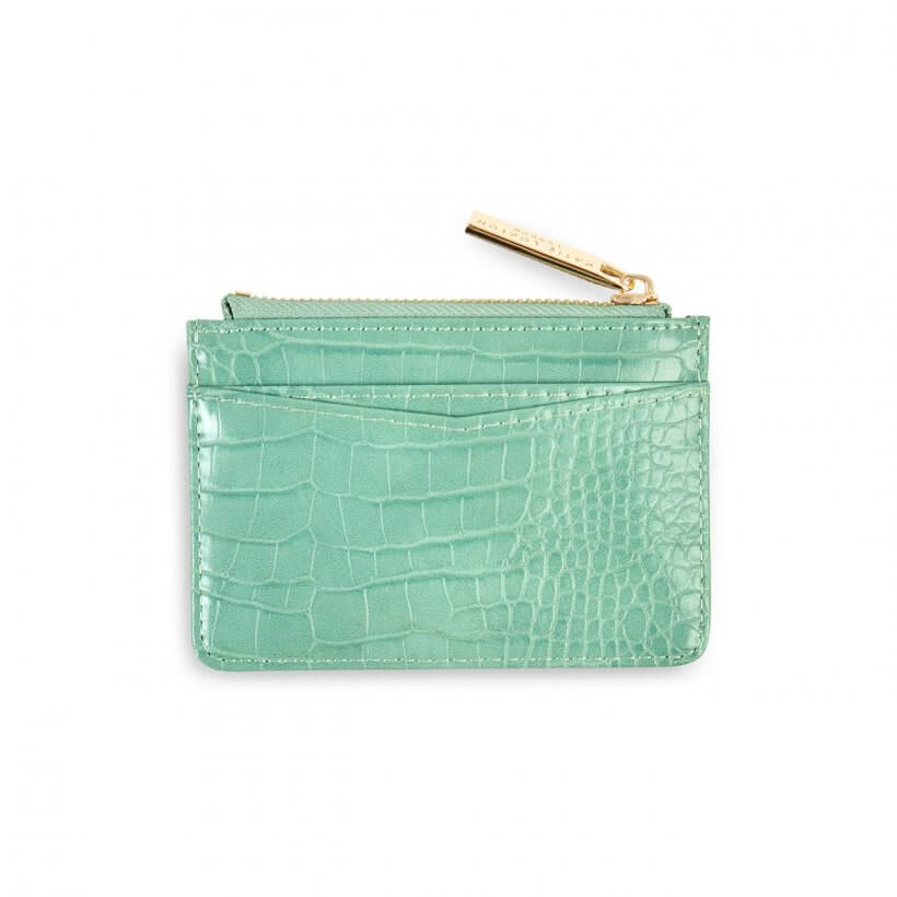 Celine Faux Croc Card Holder | Mint Green
