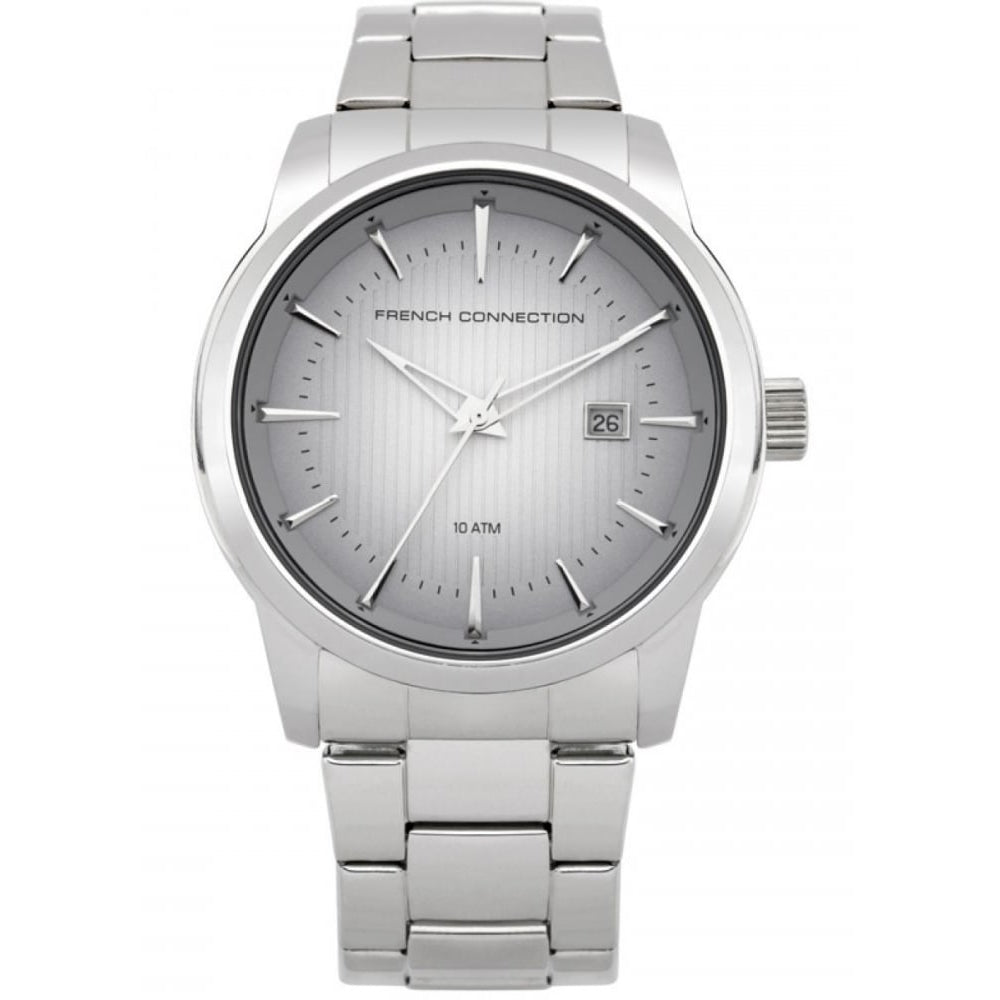 Mens' Quartz Analogue Watch With Polished Stainless Steel Bracelet