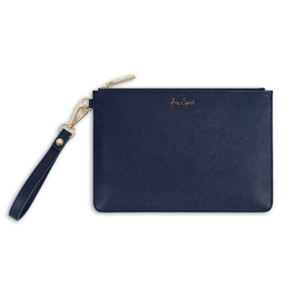 SECRET MESSAGE POUCH - FREE SPIRIT/THE WORLD IS YOUR OYSTER - navy - 16x24cm