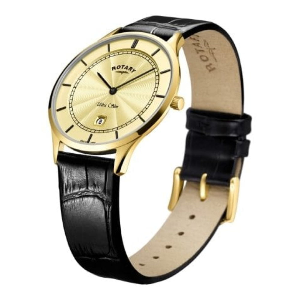 Rotary Ultra Slim Gold Stainless Steel Watch