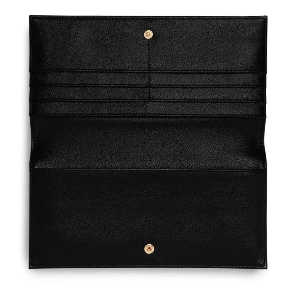 SECRET MESSAGE PURSE - OOH LA LA - Black with Metallic Gold - Outside purse: 12x23cm - Inside purse: 10x22.5cm