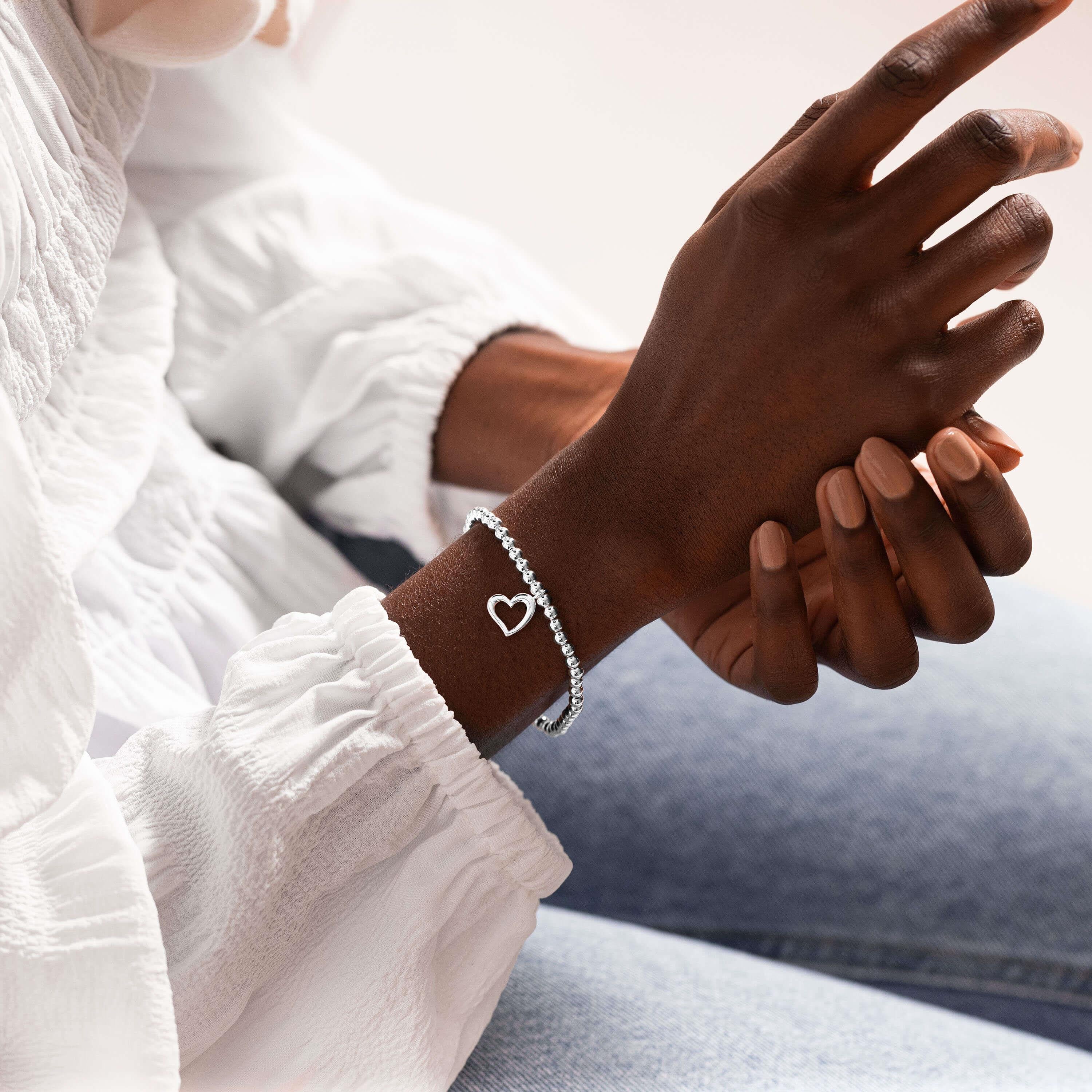Beautifully Boxed A Littles | Happy Valentine's | Silver | Bracelet | 17.5cm Stretch