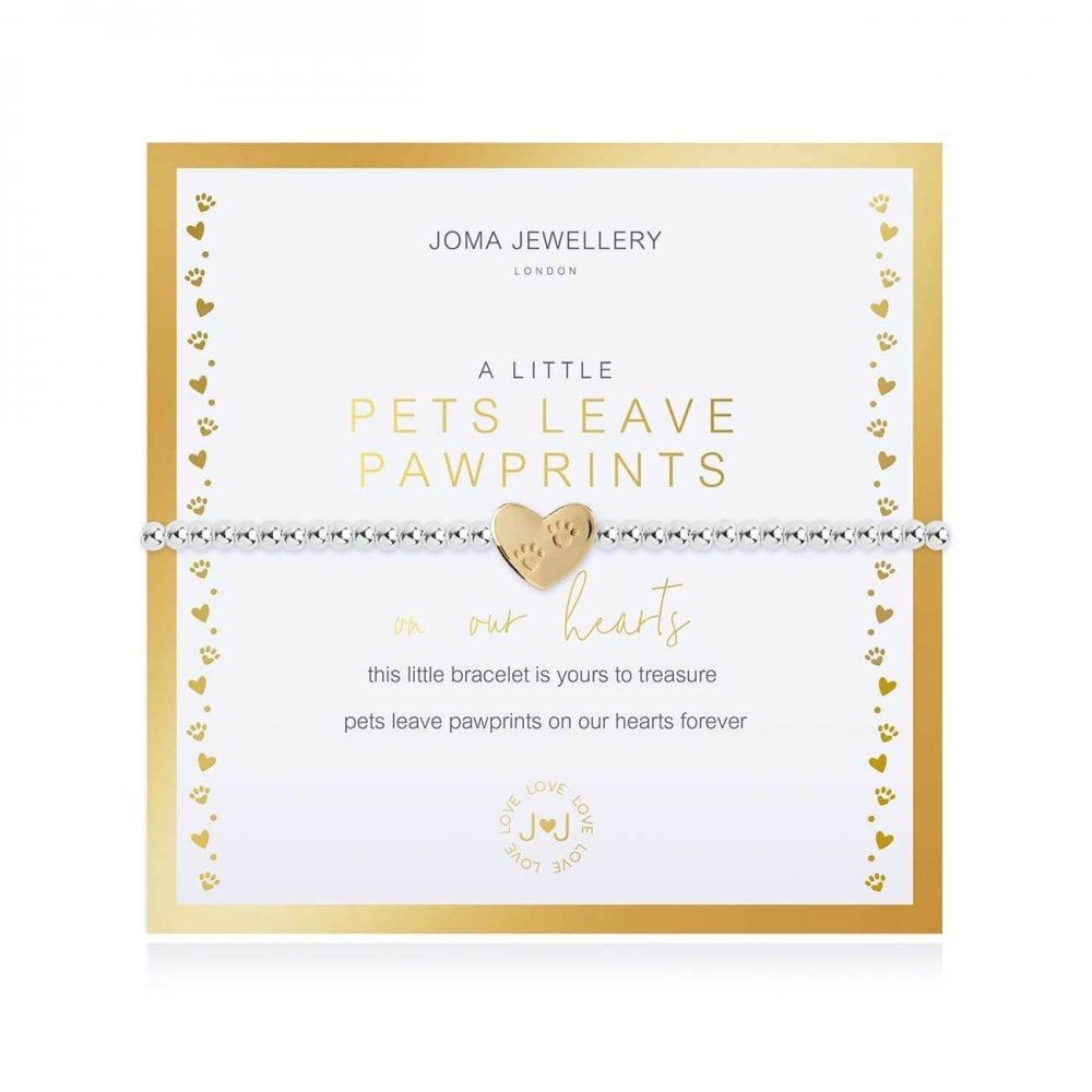 Beautifully Boxed A Littles | Pets Leave Paw Print On Our Heart | Silver | Bracelet | 17.5cm Stretch