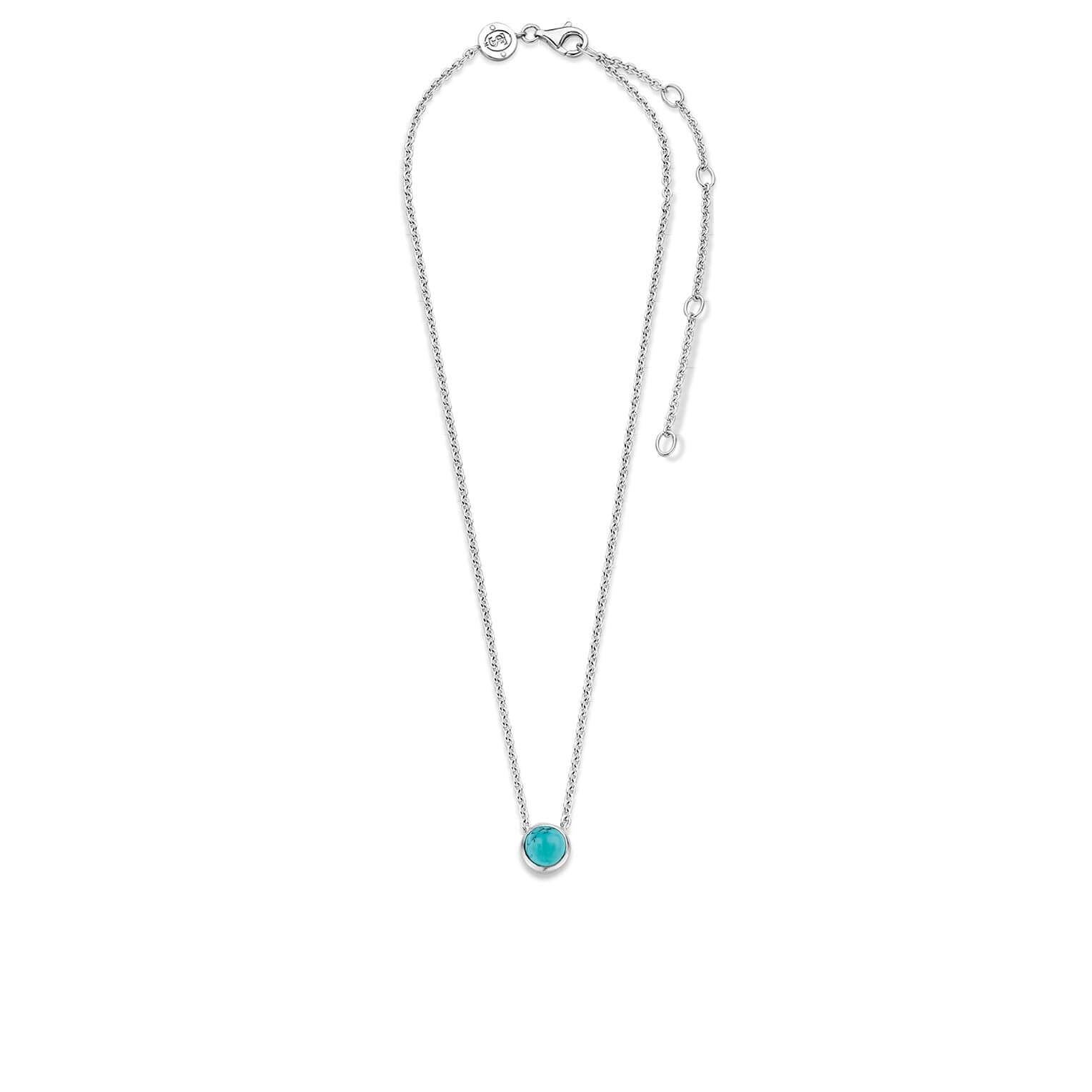Turquoise Stone Pendant With Silver Chain Necklace