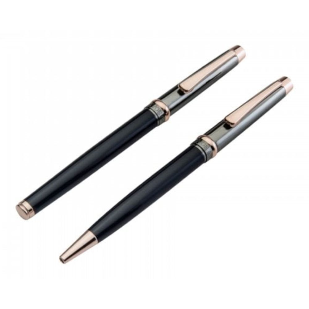 Gunmetal Grey With Rose Gold Hints Roller Ball Pen & Ball Point Pen Set