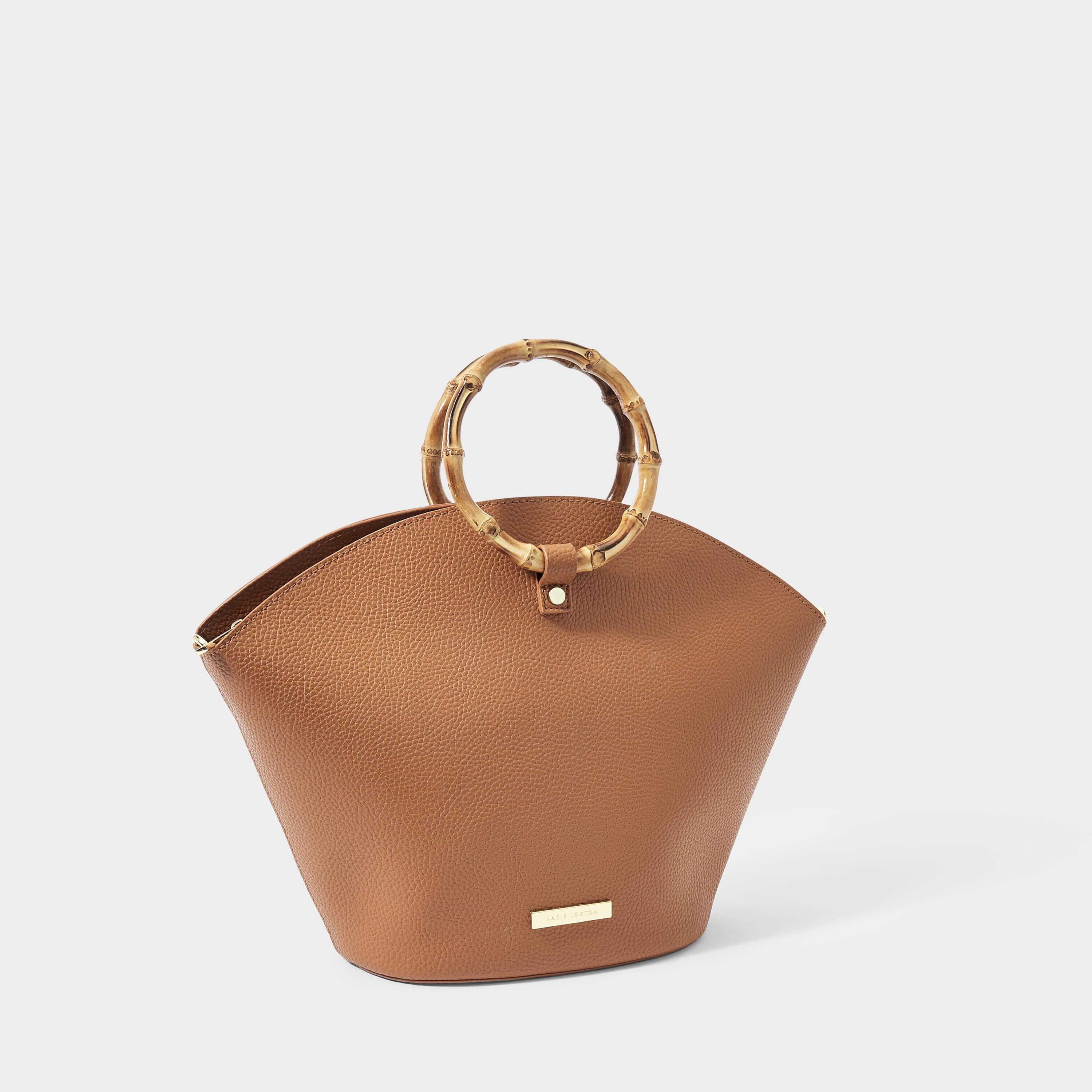 Capri Bamboo Round Handle Bag | Cognac