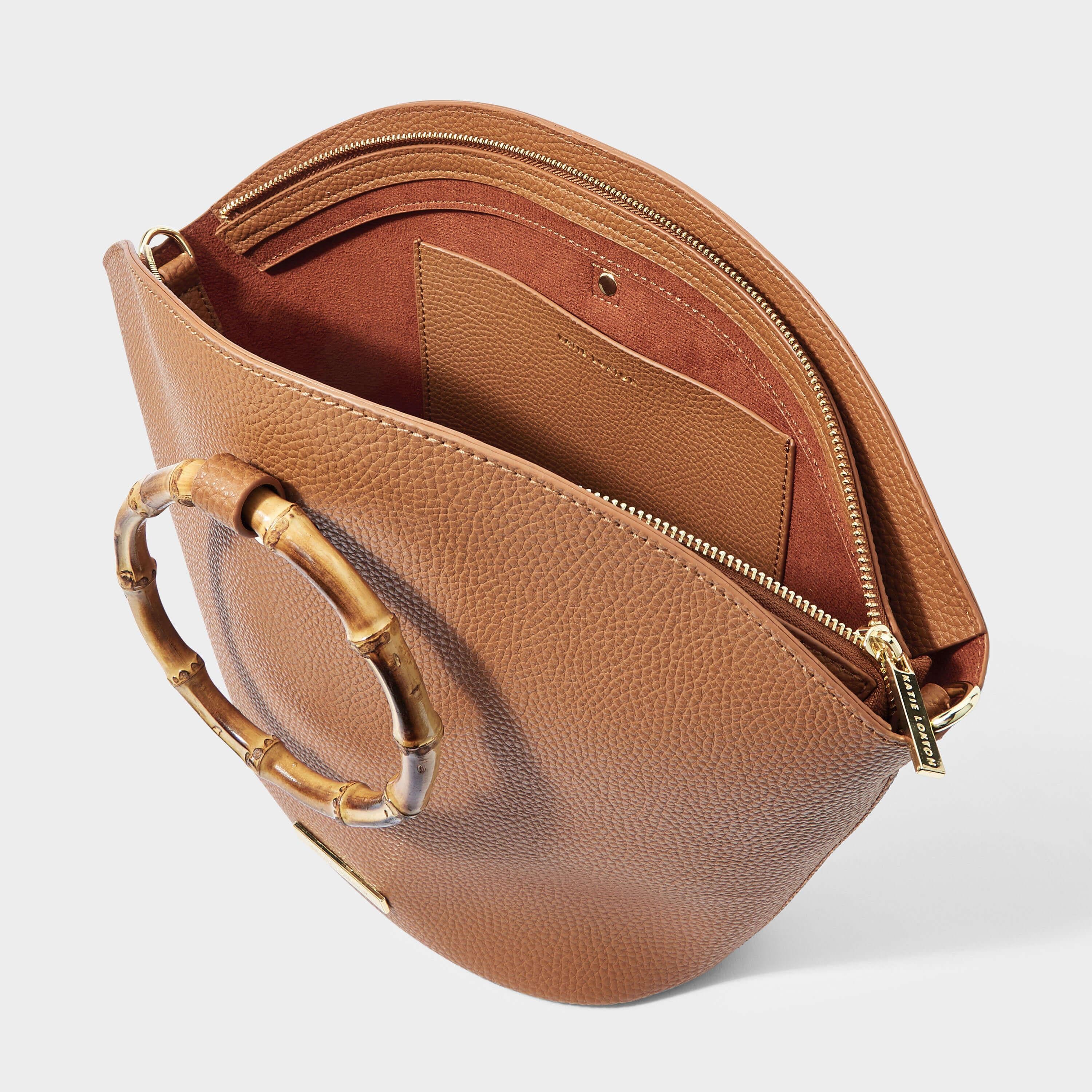 Capri Bamboo Round Handle Bag | Cognac