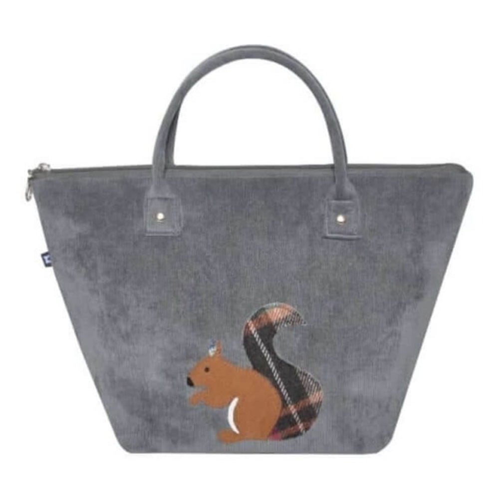 Grey Squirrel Animal Applique New Cord Tote