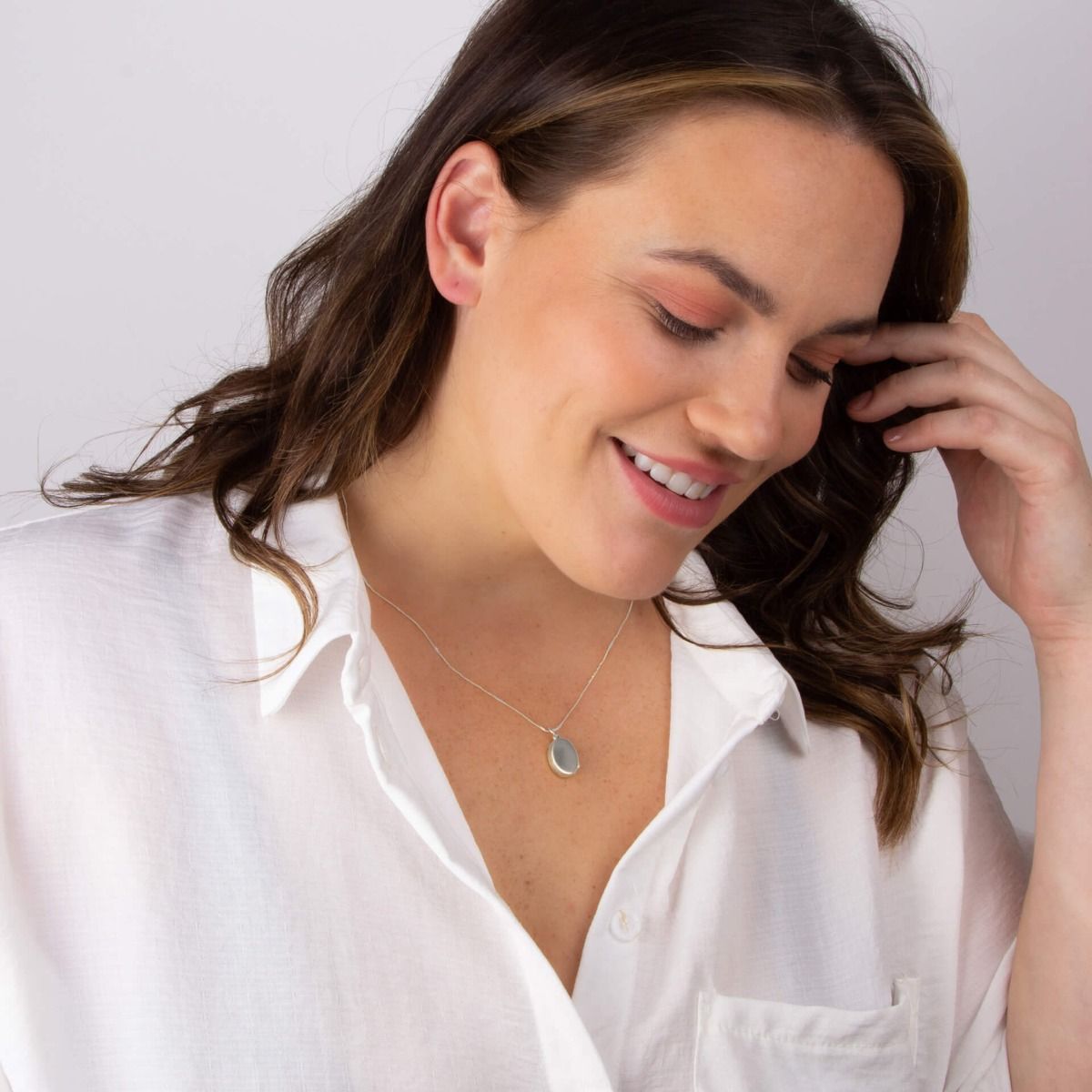 Small Oval Locket Pendant Necklace