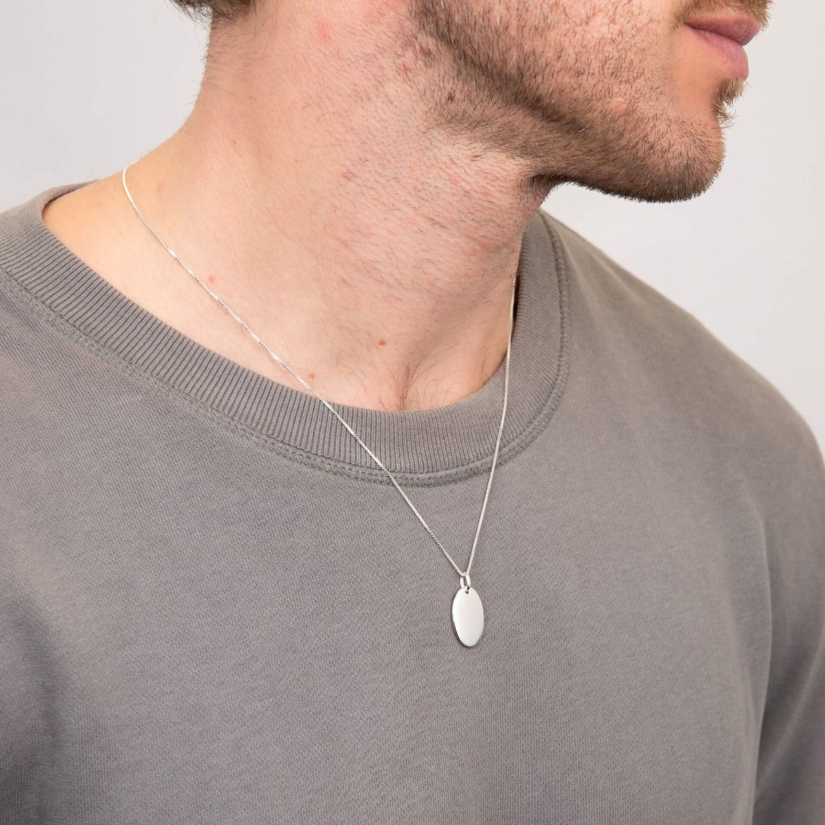 Oval Tag Pendant Necklace