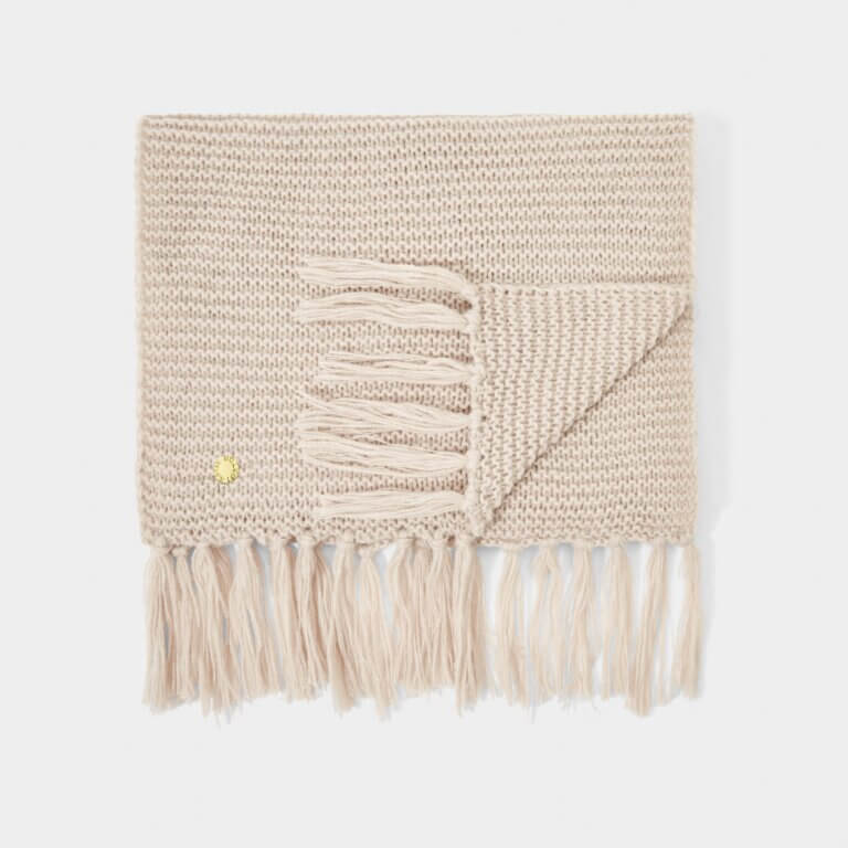 Chunky Knitted Scarf | Light Taupe | 180cm X 40cm
