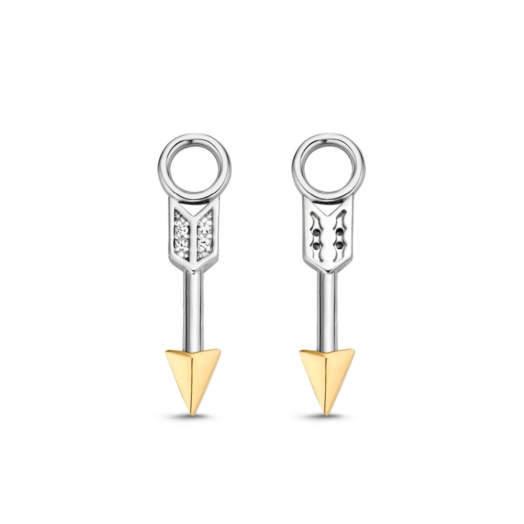 Two Tone CZ Arrow Ear Charm
