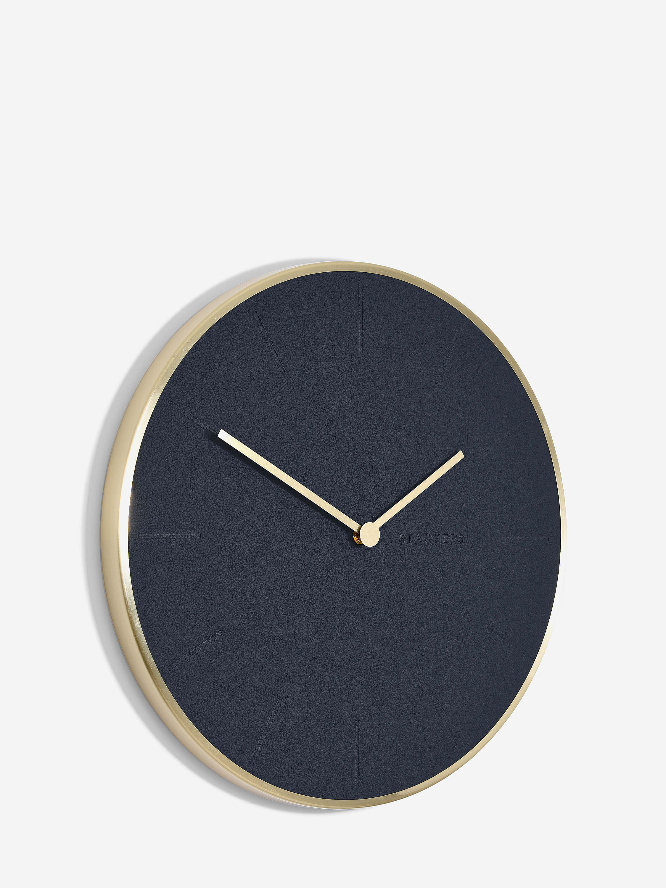 Navy & Brushed Gold PU Wall Clock