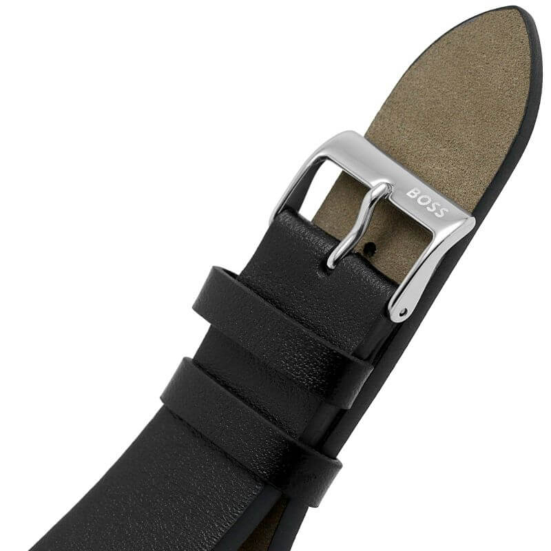 Reason Black Dial SS Case Black Leather Strap Watch