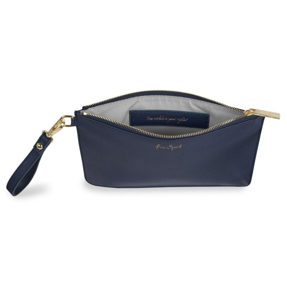 SECRET MESSAGE POUCH - FREE SPIRIT/THE WORLD IS YOUR OYSTER - navy - 16x24cm