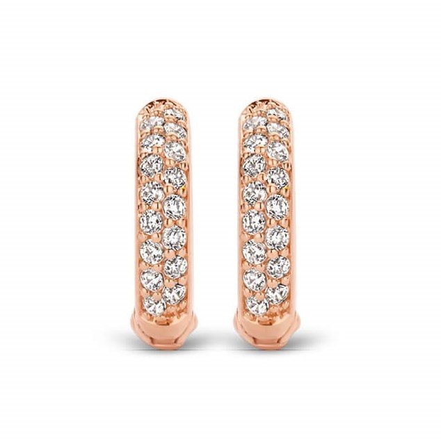 Rose Gold Plated CZ Hoop Earrings
