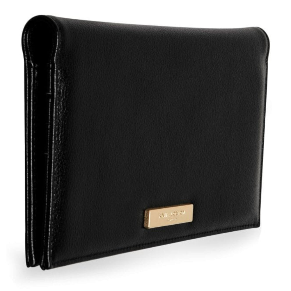 SECRET MESSAGE PURSE - OOH LA LA - Black with Metallic Gold - Outside purse: 12x23cm - Inside purse: 10x22.5cm
