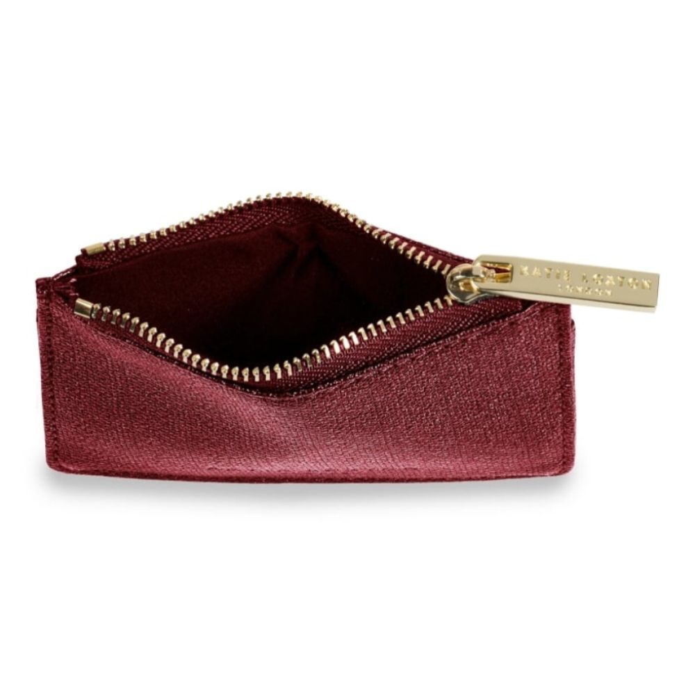 ALEXA METALLIC CARD HOLDER with small zip for coins - red shimmer - 7.7x10.7x1.3cm
